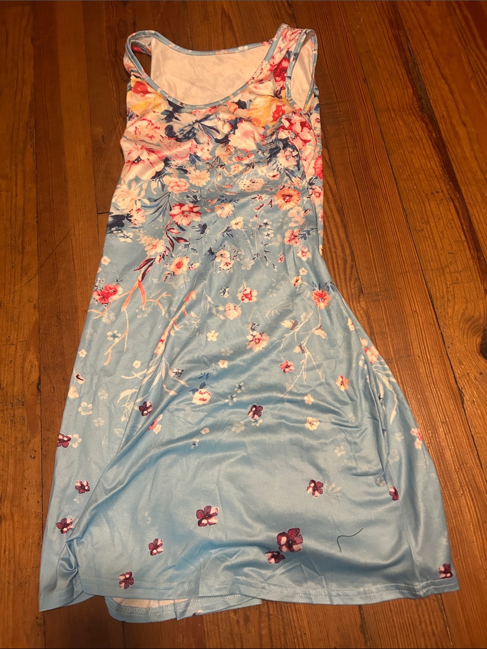 Sleeveless Blue Floral A-Line Dress